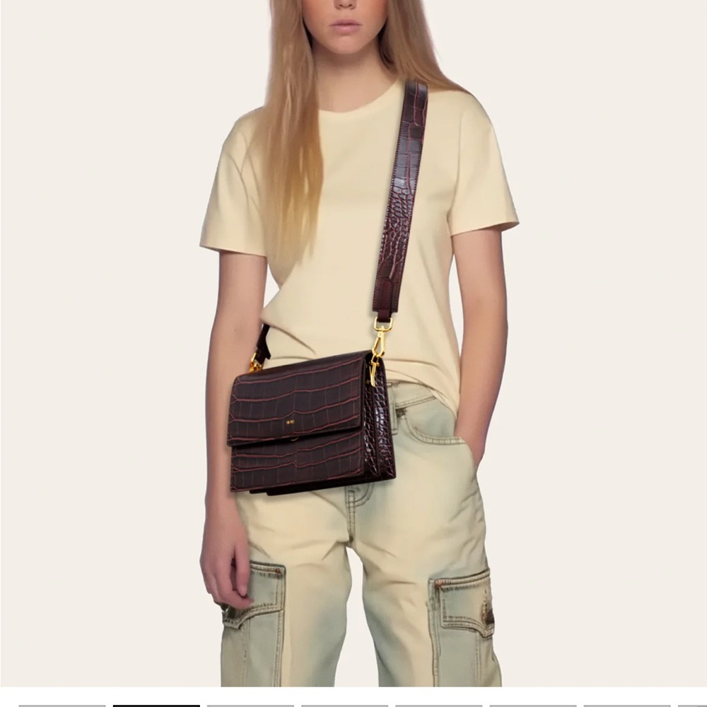 JW PEI Croc Embossed Mini Flap Crossbody